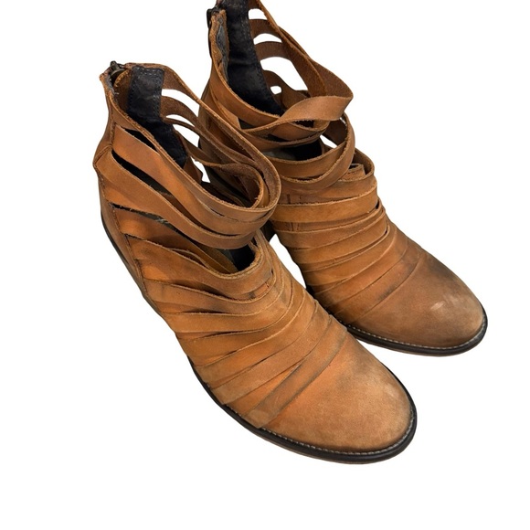 Free People Brown Strappy Ankle Boots - Picture 1 of 5